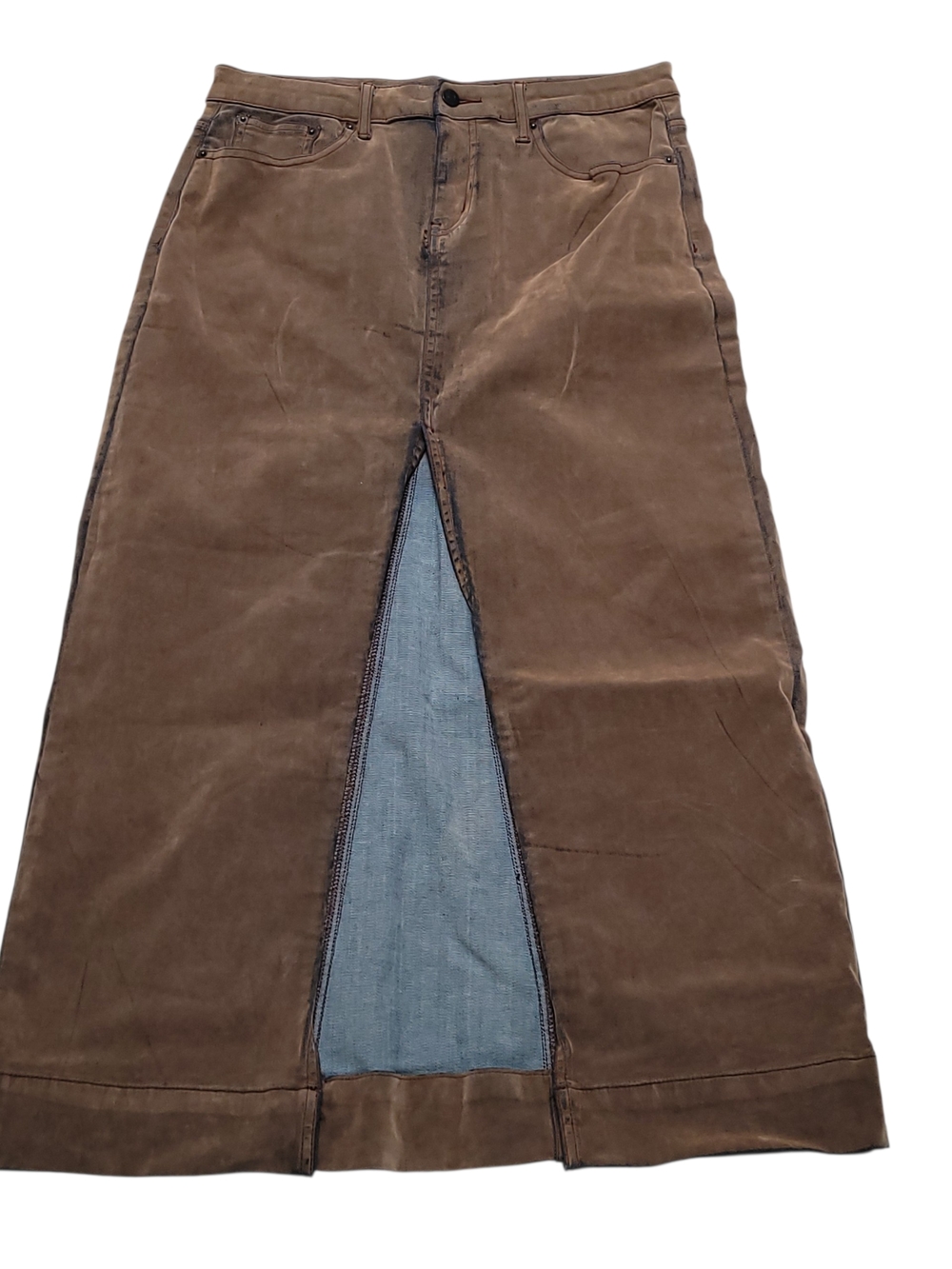 BDG Mandi Maxi Skirt Flocked Denim Cotton Western Festival Slit Sexy Cowgirl